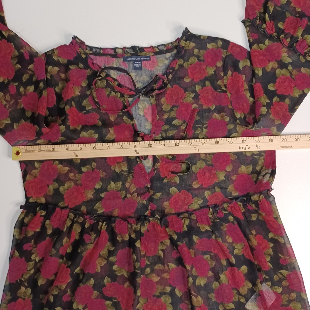 Women's American Eagle Outfitters Sheer Floral Flare Sleeve Blouse Size‎ Medium - Picture 4 of 10